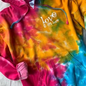 Love & Let Love Tie Dye Hoodie Sweatshirt Medium